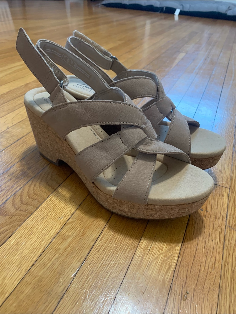 Clark’s Women’s Taupe Wedge Sandals - Comfortable Cork Platform